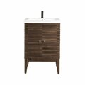 James Martin Vanities Linden 24in Single Vanity, Mid-Century Walnut w/ White Glossy Composite Stone Top E213V24WLTWG